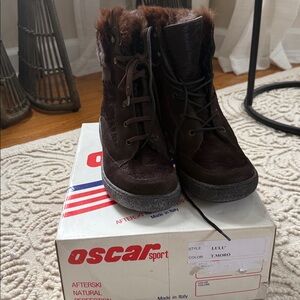 Oscar sport “LULU”  Dark Brown vintage Fur Winter Boots sz 39